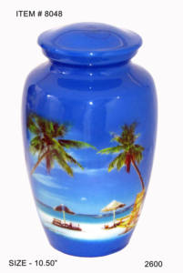 Suministros funerarios Urna de cremación para cenizas conmemorativas Urna de cremación de metal de calidad duradera Tema impreso - Product Image 5