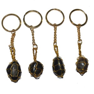 Agate noire dégringolée Wrap porte-clés pierre semi-précieuse artisanat parfait guérison voiture accessoires métal acrylique motif Animal Anime - Product Image 1