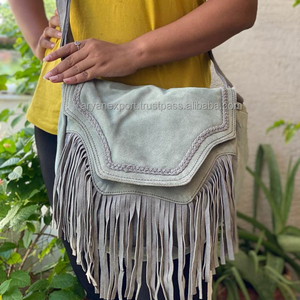 Sac à bandoulière en cuir souple, daim fait à la main, Style frange pour filles, nouvelle collection - Product Image 1