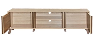 Mueble de TV Contemporáneo de 2 Puertas en Roble Claro, Mueble de Almacenamiento Moderno de Aglomerado para Sala de Estar - Product Image 2