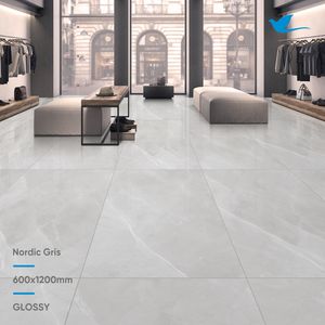 Carrelage de sol émaillé antidérapant couleur grise brillant au toucher doux comme des carreaux de céramique pour la décoration intérieure - Product Image 3