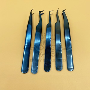 แหนบต่อขนตาพลาสม่าสีฟ้าทำจากสเตนเลสสตีลปลายแหลมสำหรับการแยกคิ้ว - Product Image 6