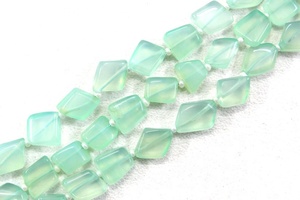 14 "ยาวธรรมชาติสีเขียว Chalcedony พลอยเม็ดเรียบขายส่งลูกปัดสำหรับเครื่องประดับสร้อยข้อมือสร้อยคอ - Product Image 2