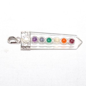 Meilleur vendeur de pendentifs chakra en quartz clair à pointe plate : Pendentifs chakra en quartz clair à pointe plate en vente - Product Image 1