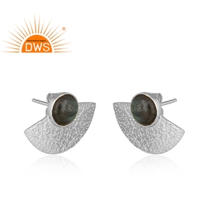 Boucles d'oreilles en argent fin pour femmes, Labradorite scintillante, pierres précieuses, accessoire de mariage - Product Image 2