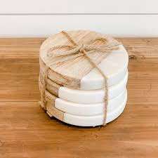 Sous-verre en marbre et en bois naturel, forme ronde, taille personnalisée, usine, diy - Product Image 4