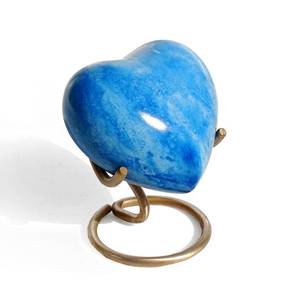 Blue Heart <b>Keepsake</b> Brass Made Urn for <b>Ashes</b> Used for Funeral Supplies and All Types of Brass Cremation Urns - Product Image 3