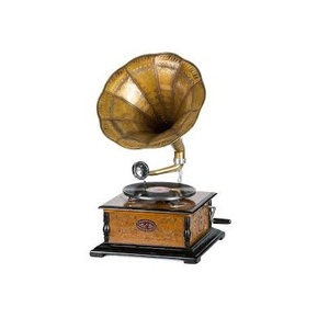 Gramophone décoratif vintage en laiton massif de 1980 avec base en bois pour spectacles musicaux en laiton et gramophone décoratif de club - Product Image 2