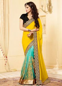 Vêtements de soirée les plus choisis Femmes Deux couleurs en Saree Broderie Designers de luxe Vêtement indien Readymad Saree Avec Blouse Apparelgarment - Product Image 5
