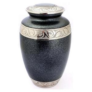 Urna de cremación de cenizas funerarias para adultos de latón grabada a mano estilo americano/europeo negro para almacenamiento - Product Image 5