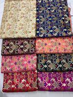 Tissu en soie brocart métallique sur mesure en or et couleurs vives pour coussin et canapé