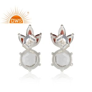 Boucles d'oreilles en argent 925, joli bijou en grenat naturel et cristal Quartz, pierres précieuses, vente en gros - Product Image 3