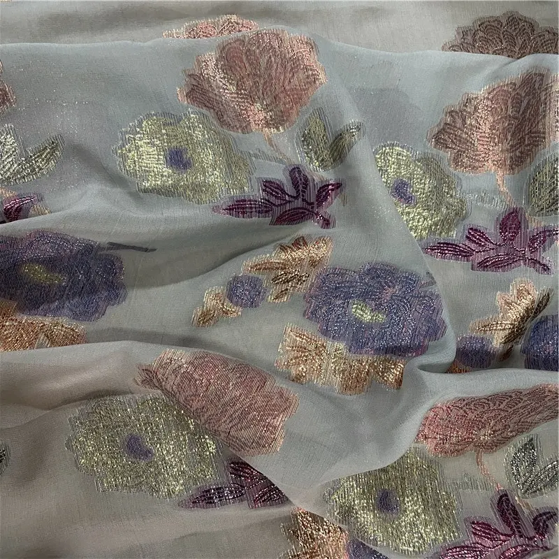 Шелковая Сомалийская ткань Dirac, многоцветная шифоновая жаккардовая ткань с люрексом