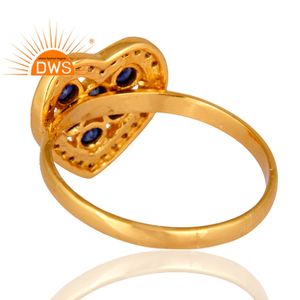 Anillo de plata chapado en oro de 18k con forma de corazón, joyería de boda - Product Image 3