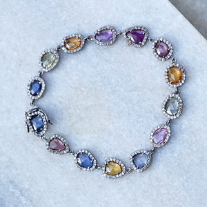 พลอยเทอร์ควอยซ์ปูเพชรออกซิไดซ์925โซ่เงิน Unisex สร้อยข้อมือเครื่องประดับขายส่ง - Product Image 6