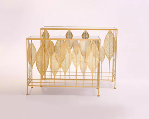 Leaf Design Metal Decorative <b>Table</b> <b>Top</b> <b>Mirror</b> for Home Decor for Coffee <b>Tables</b> - Product Image 2