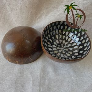 ชามกะลามะพร้าวธรรมชาติพิมพ์ลายสีดำและสีขาว2แบบคละแบบถ้วยงานปาร์ตี้และการตกแต่งขนมและชามแทะ - Product Image 6