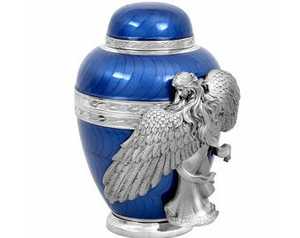 Wings of <b>Angel</b> Adult Cremation Urns for Human Ashes Collection Pearl White Finished Dome <b>Top</b> Modern Funeral Supplies - Product Image 3