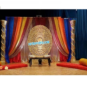 Mehndi & Henna Night Backdrops Decor Wedding Drapes Decoration for Mehndi Event Mehndi Stage Backdrop Wedding Curtains - Product Image 1