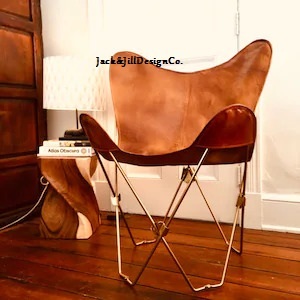 Handmade Leather Butterfly <b>Chair</b> Versatile Easy-to-Assemble Decorative Furniture for Office Home Outdoor Rustic Living Room - Product Image 2