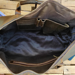 กระเป๋าดัฟเฟิลกระเป๋าหนังแพะแท้วินเทจแบบแฮนด์เมดสำหรับเดินทางกลางแจ้งวีคเอนเดอร์แฟชั่นทำมือหนังแท้สไตล์อินเดีย - Product Image 2