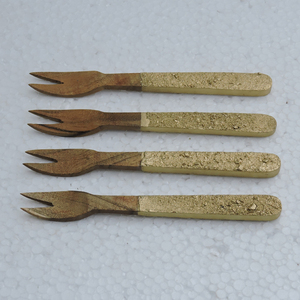 Ensemble de 4 fourchettes à fruits, bois d'acacia et Agate, nouveau design fait à la main, léger et à prix bas, vente en gros - Product Image 6