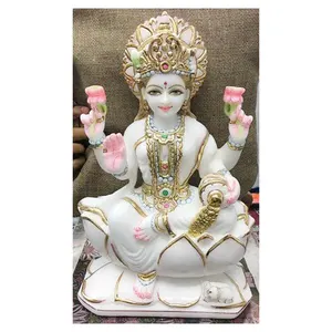 Handmade White Marble Lakshmi Mata Murti