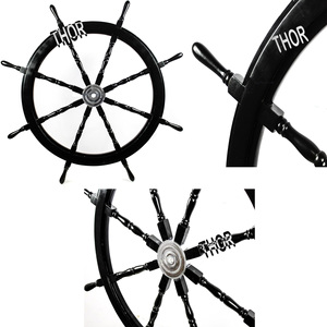 ของสะสมการเดินเรือเรือไม้เรือล้อ36 "นิ้วพวงมาลัยตกแต่งผนัง - Product Image 5