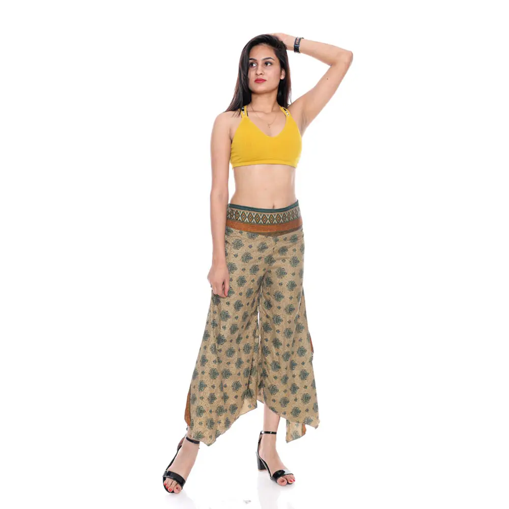 새로운 트렌드 패션 파티 착용 인도 Sari 패브릭 바지 여름