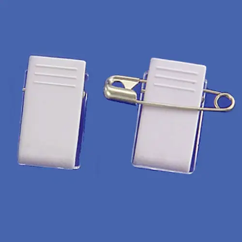 White adhesive name badge holder clip office plastic badge clip