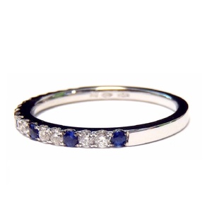 Fournisseurs de bijoux fins en gros, bague simple en or blanc 18 carats de haute qualité avec pierre précieuse en saphir bleu pour femmes - Product Image 2