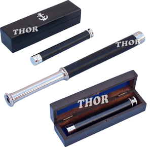 กล้องส่องทางไกลสีดำทำจากหนังสัตว์ทะเล,กล้องส่องทางไกลพร้อมที่ยึดบนกล่องไม้สำหรับตกแต่งบ้าน - Product Image 3