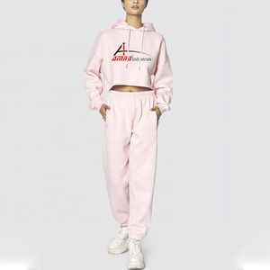 Sweat-shirt à capuche court de qualité supérieure pour femmes avec Polyester sweat-shirt à capuche confortable pour dames - Product Image 1