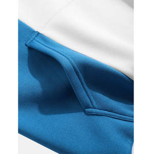 เสื้อมีฮู้ดสวมหัวไซส์ใหญ่สำหรับผู้ชายเสื้อผ้าสไตล์สตรีทผ้าขนแกะเย็บปะหลายสีทึบพิมพ์ลายจากโรงงาน - Product Image 5