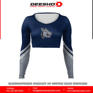 Vente en gros, uniformes de doublure de corps à col en V pour femmes personnalisables, tenue de pom-pom girl imprimée avec logo personnalisé pour adultes - Product Image 2