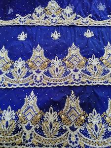 Envoltorios de ropa de tela de seda Africana azul Unisex DISEÑO DE George con cuentas pesadas atractivo para adultos servicio OEM Popular - Product Image 2