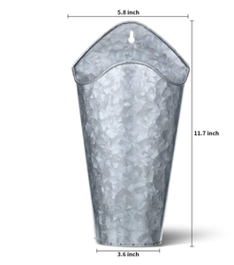 Galvanized Metal Wall Planter Farmhouse Style Hanging Wall Vase Planters - Product Image 1