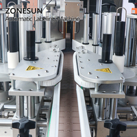 ZONESUN Automatique Adhésif Autocollant Surface Plane Applicateur D'étiquettes de Bouteille de Détergent à Lessive Étiqueteuse Double Côtés Étiqueteuse