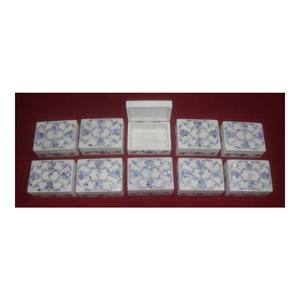 Cajas Decorativas Rectangulares de Nácar Azul de Alta Calidad con Incrustaciones de Arte Floral para Frutos Secos - Product Image 1