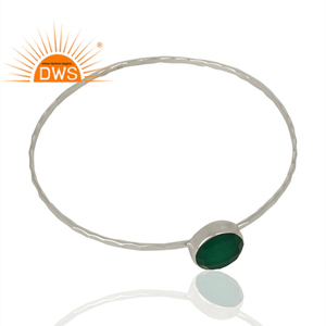ผู้ผลิตเครื่องประดับกำไลข้อมือพลอยออนิกซ์สีเขียวธรรมชาติ เงินแท้ 925 กำไลข้อมือพลอย - Product Image 2