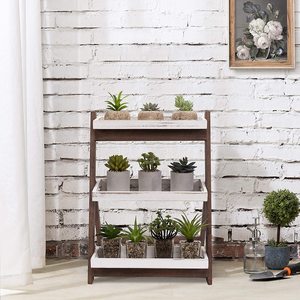 Vintage 3-Tier Luxury Freestanding Pre-Assembled Varnished Display Rack Designer Burnt Brown Wood <b>Shelves</b> for Garment Displays - Product Image 5
