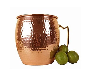 Tasse à eau potable en cuivre de taille personnalisée Tasse à mule de Moscou martelée en cuivre de qualité de luxe avec poignée en vrac - Product Image 1