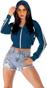 Hot Selling Crop <b>Tops</b> <b>Set</b> <b>Short</b> Sleevesvelvet Fabric Premium Quality Hooded for Women Best Selling Crop Breathable <b>Top</b> Crop - Product Image 3