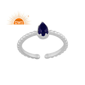 Vente chaude Fine Sterling Silver Natural Lapis Lazuli Gemstone Bague empilable Fabricant de bijoux - Product Image 1