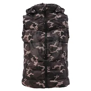 Camo Printed Casual Down Vest Popular Color Sleeveless Men's Goose Down Vest with Custom Logo Wholesale