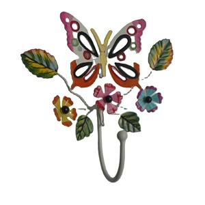 เหล็กออกแบบผีเสื้อกับตะขอผนังดอกไม้ - Product Image 1