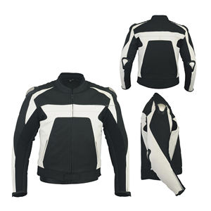 เสื้อแจ็กเก็ตมอเตอร์ไซค์สำหรับผู้ชาย,เสื้อแจ็กเก็ตหนังสีดำและสีขาวดีไซน์น่าสนใจแบบใหม่สำหรับผู้ชาย - Product Image 1