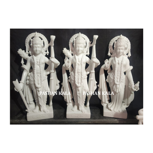 หินอ่อนสีขาวบริสุทธิ์ Ram Darwar Ram Sita Laxman ยืนรูปปั้นที่สวยงาม - Product Image 1