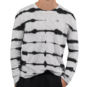 Camiseta de manga larga para hombre de alta calidad OEM, diseño personalizado al por mayor, camiseta de algodón con teñido anudado, tela de algodón puro según la demanda del cliente. - Product Image 1