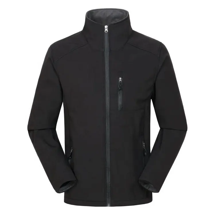 Toptan erkek rüzgar geçirmez su geçirmez nefes düz softshell ceket, yumuşak yüzeyli ceket, softshell ceket